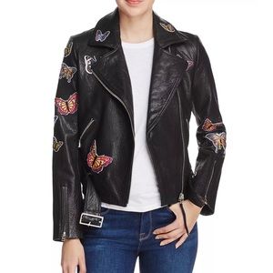 Aqua Leather Butterfly Moto Jacket XS